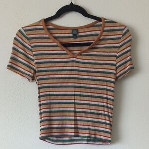 Striped Multicolor V-Neck Top